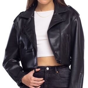 BLANKNYC Faux Leather Crop Moto Jacket